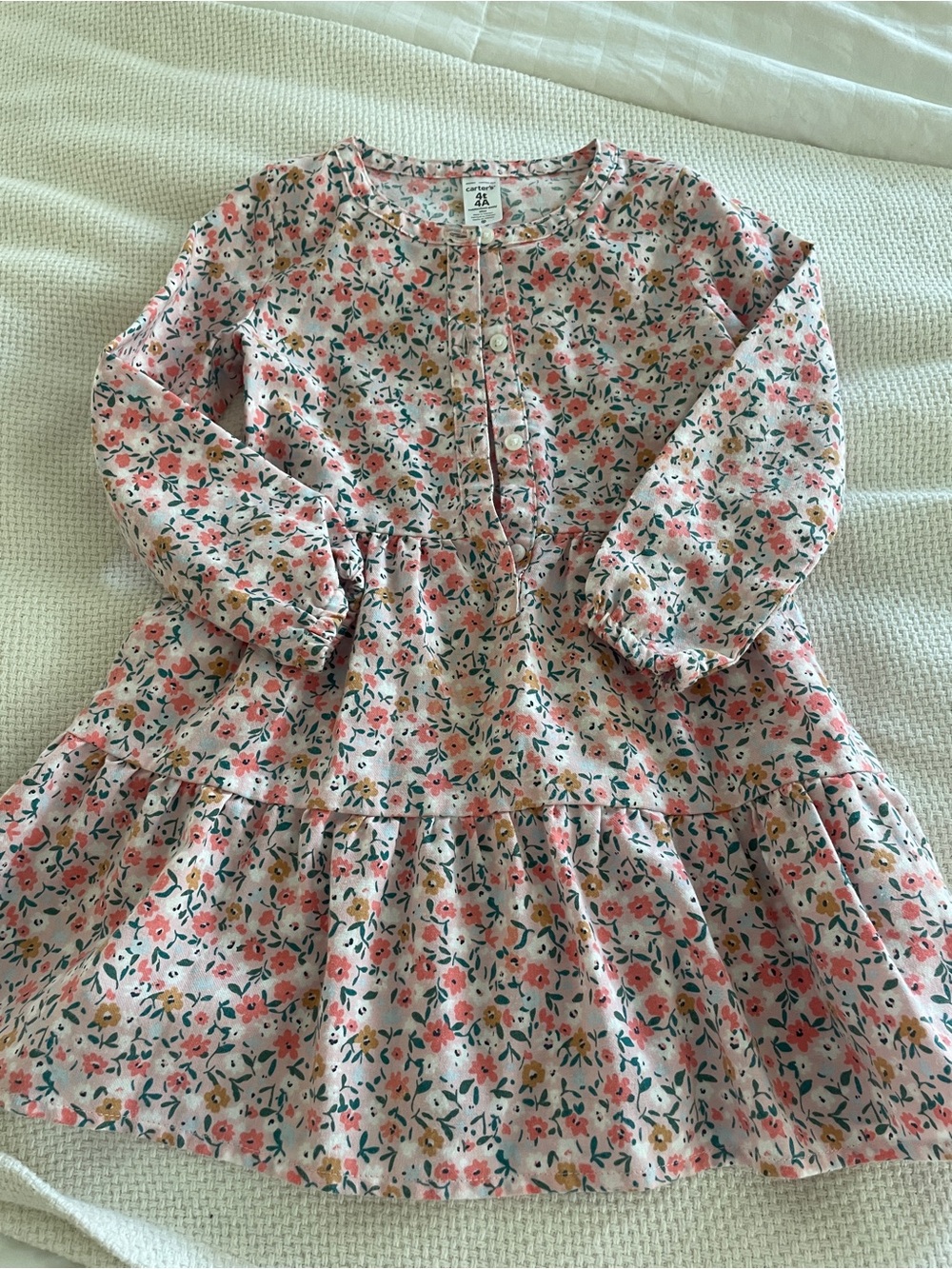 Pink Floral Tiered Long-Sleeve Dress for Kids NWOT